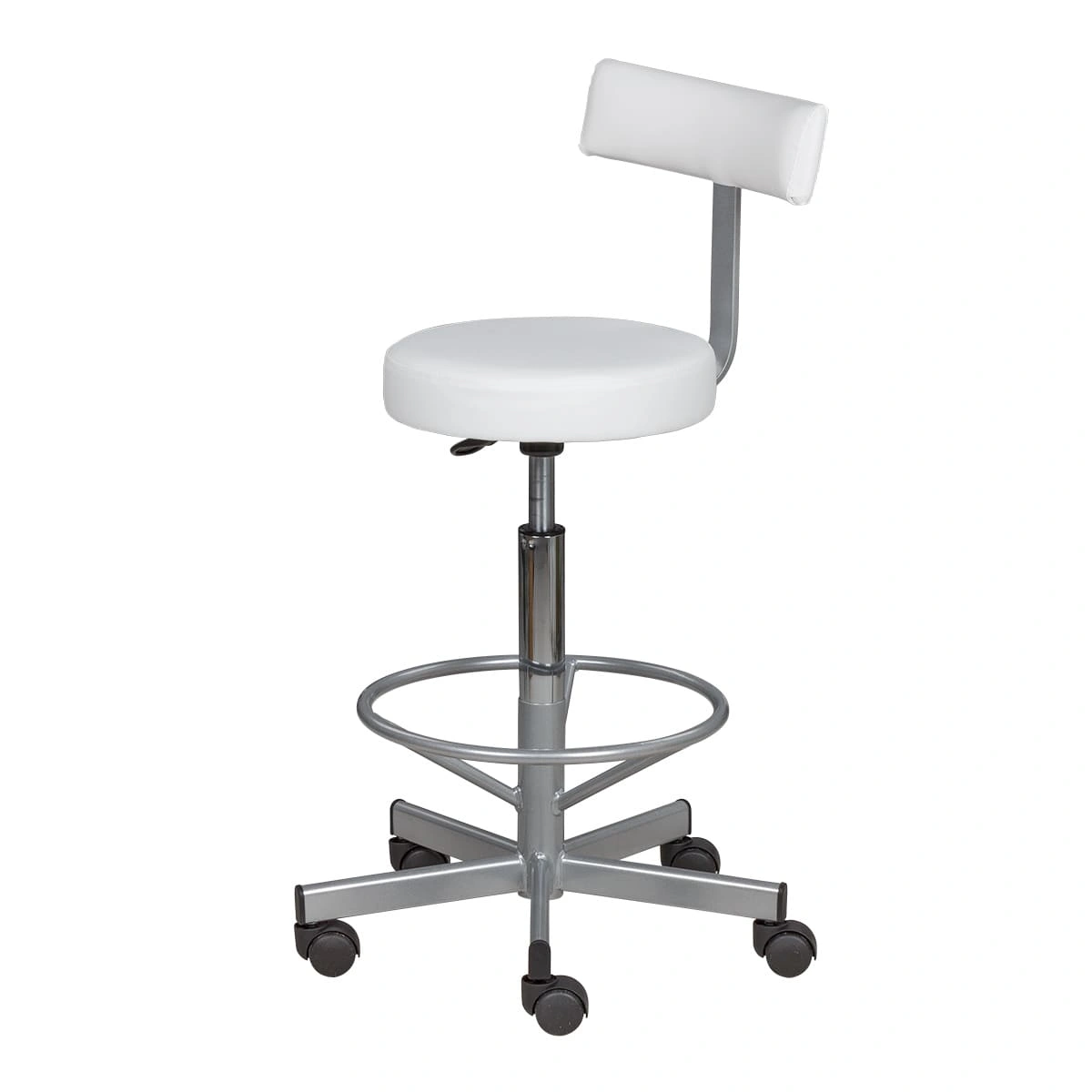 Стул мастера МД-9017 высокий, хром с опорой для ног - 0